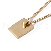 Titanium Steel Initial Letter Rectangle Pendant Necklace for Men Women NJEW-E090-01G-09-3