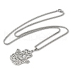 304 Stainless Steel Hollow Cut Hamsa Hand Pendant Necklaces NJEW-H065-07P-2