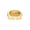 Brass Micro Pave Cubic Zirconia Cuff Rings for Women RJEW-T016-39G-01-2