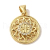 Rack Plating Brass Micro Pave Clear Cubic Zirconia Pendants KK-P267-06G-1