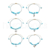 Ocean Theme Synthetic Turquoise Anklets Set AJEW-AN00506-1