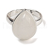 Natural Quartz Crystal Teardrop Adjustable Rings RJEW-K371-08S-17-3