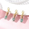 Natural Green Aventurine Chips inside Glass Wishing Bottle Pendant Decoration HJEW-JM03307-01-1
