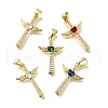Brass Micro Pave Cubic Zirconia Pendants KK-Q066-40G-1