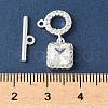 Brass Pave Clear Cubic Zirconia Toggle Clasps KK-A253-08S-3