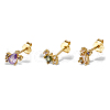 3Pairs 3Color Elegant S925 Sterling Silver Stud Earrings with Rhinestone KH6473-7-4