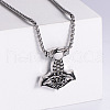 Punk Hip-hop Stainless Steel Meteor Hammer Double Dragon Pendant Vintage Necklaces KX7035-1-1
