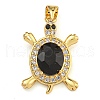 Tortoise Rack Plating Brass Micro Pave Cubic Zirconia Charms KK-G513-78A-03G-1