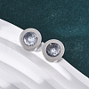 Flat Round 304 Stainless Steel Cubic Zirconia Pendant Necklaces & Bracelets & Stud Earrings Sets for Women SJEW-C004-19P-4