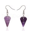 Natural Amethyst Dangle Earrings EJEW-E200-01G-1