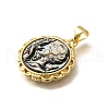 Brass with Natural Shell Carved Pendants KK-Z091-05G-02-2