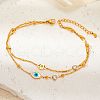 304 Stainless Steel Crystal Rhinestone & Natural Shell Double Layer Anklets FS-WG0DDF9-05-1