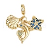 Rack Plating Brass Micro Pave Cubic Zirconia Pendants KK-M309-32G-2