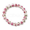 Handmade Flower Printed Porcelain Ceramic Beaded Stretch Bracelets BJEW-JB11910-01-2