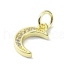 Moon Theme Brass Micro Pave Clear Cubic Zirconia Charms KK-H475-57G-11-2