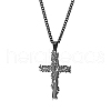 Stainless Steel Tree of Life Cross Pendant Curb Chain Necklaces PW-WGAB092-02-1