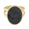 Ion Plating(IP) 304 Stainless Steel Enamel Oval Cuff Finger Rings RJEW-L107-068G-02-2