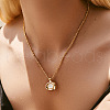 Brass Pave Natural Shell Pendant Necklaces for Women FS-WG5BA91-09-1