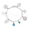 Sun & Leaf 304 Stainless Steel Charm Bracelets for Women BJEW-JB11959-02-2