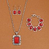 Rectangle Alloy with Synthetic Turquoise Pendant Necklaces & Dangle Earrings & Link Bracelets Sets WGD1135-12-1