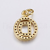Long-Lasting Plated & Rack Plating Brass Micro Pave Cubic Zirconia Letter Charms ZIRC-A007-04D-G-2