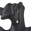 Glass Imitation Pearl Round Tassel Stud Earrings EJEW-JE06453-02-3