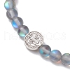 5Pcs Frosted Synthetic Round Moonstone Beads Stretch Bracelets for Men Women BJEW-JB11644-4
