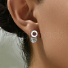 Elegant S925 Sterling Silver Clear Cubic Zirconia Flat Round Dangle Stud Earrings NS7636-1