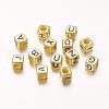 Golden Cube Mixed Letters Acrylic Beads for Necklace Making X-PB43C9308-G-1