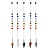 Chakra Synthetic & Natural Mixed Gemstone Pointed Dowsing Pendulums PALLOY-JF02608-02-1
