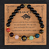 12 Zodiac Sign Natural Black Obsidian Round Beads Stretch Bracelets for Men Women WG228FC-10-1