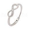 Infinite Sterling Silver Cubic Zirconia Adjustable Finger Rings for Women RJEW-B128-05-4