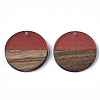 Transparent Resin & Walnut Wood Pendants RESI-S358-02B-H50-2