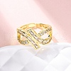 Brass Micro Pave Cubic Zirconia Cuff Rings for Women RJEW-U053-03G-2