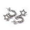 304 Stainless Steel Hollow out Star Dangle Stud Earrings for Women EJEW-I284-22P-2