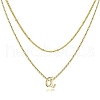 Brass Double Layer Small Letter Pendant Necklaces for Women WG025FC-05-3