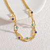 Bohemian 304 Stainless Steel & Dyed Colorful Synthetic Turquois Link Chain Necklaces for Women NJEW-M100-02G-01-1