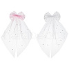 GOMAKERER 2Pcs 2 Colors Bowknot Long Mesh Tulle Bridal Veils with Hair Barrettes & Imitation Pearl OHAR-GO0001-10-1
