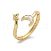 Brass Shell Cuff Rings for Women RJEW-C126-14G-4