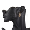 Brass Diamond Dangle Stud Earrings EJEW-MZ00465-03-3