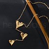 304 Stainless Steel Y-Shaped 3 Heart Pendant Necklaces NJEW-U026-04G-1