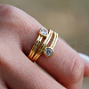 925 Sterling Sliver Pave Cubic Zirconia Geometric Finger Rings CC5596-2-2