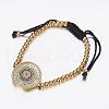 Adjustable Brass Braided Beaded Bracelets BJEW-G528-06G-1