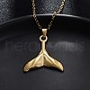 Whale Tail 304 Stainless Steel Pendant Necklaces NJEW-M096-18G-4