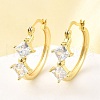 Rhombus Brass Micro Pave Clear Cubic Zirconia Hoop Earrings EJEW-Z121-07G-1