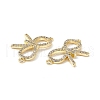 Brass Micro Pave Clear Cubic Zirconia Connector Charms KK-E068-VB067-3