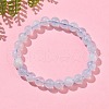 Natural Aquamarine Round Bead Stretch Bracelets for Men Women BJEW-U034-01C-02-2