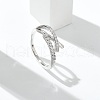 Letter X Shaped Clear Cubic Zirconia Cuff Rings RJEW-G337-09P-1