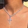 Cross Alloy with Crystal Rhinestone Pendant Necklaces WGAF0E8-05-1