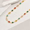Modern Fashion Brass Pave Glass Oval Link Chain Necklaces for Women GQ6870-4